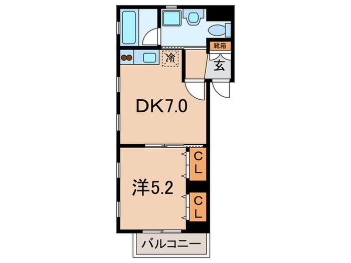 ウェルハウス東大井D棟(1DK/2階)の間取り写真