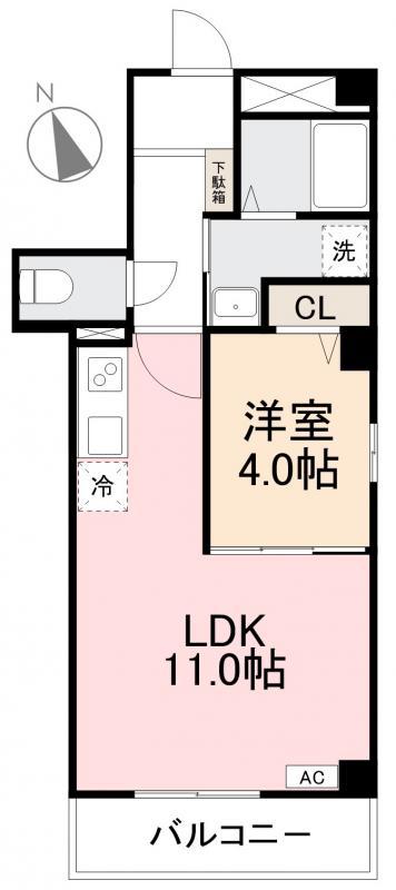FRAME(1LDK/4階)の間取り写真