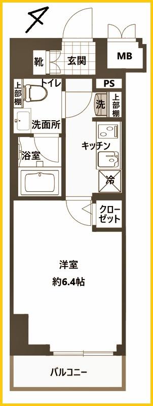 クレストタップ新横浜(1K/9階)の間取り写真