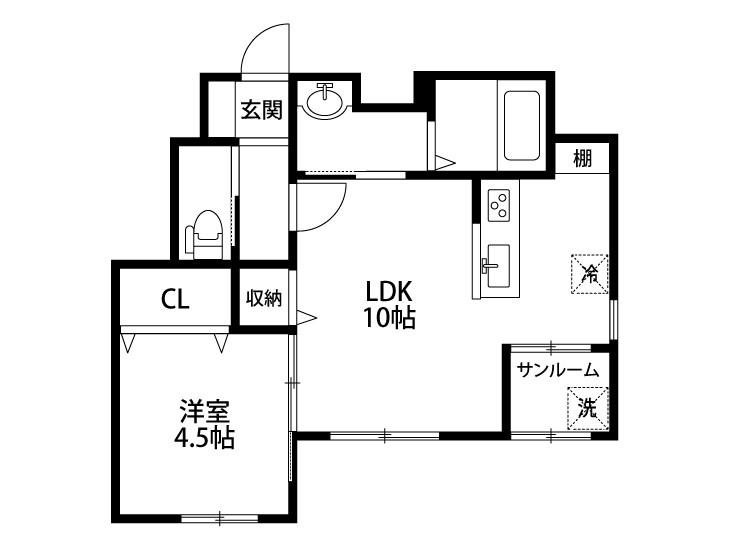 オリエントパーク(1LDK/1階)の間取り写真