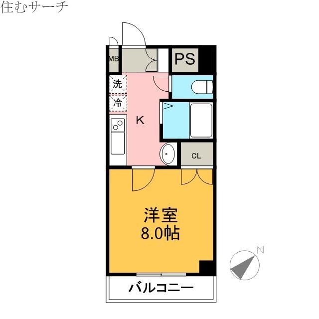 サンアペックス四日市(1K/1階)の間取り写真