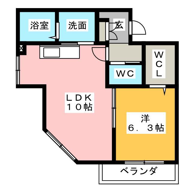 ジェラート(1LDK/2階)の間取り写真