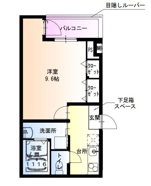 フジパレス助松町II番館(1K/1階)の間取り写真