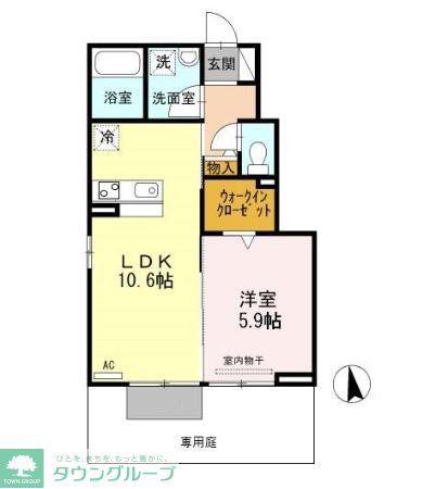 オンディーヌ(1LDK/1階)の間取り写真