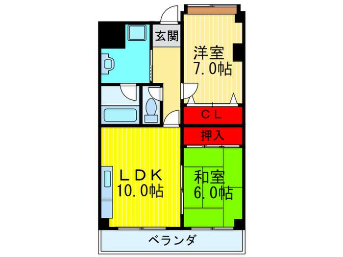 サクシードB(2LDK/4階)の間取り写真