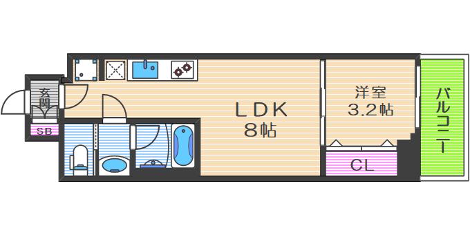 ブエナビスタ西天満(1LDK/7階)の間取り写真