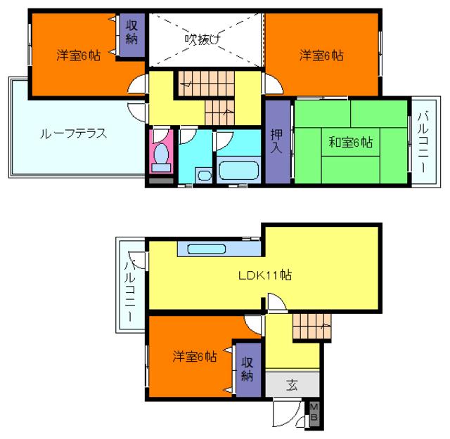 フローラ観音林(4LDK/1階)の間取り写真