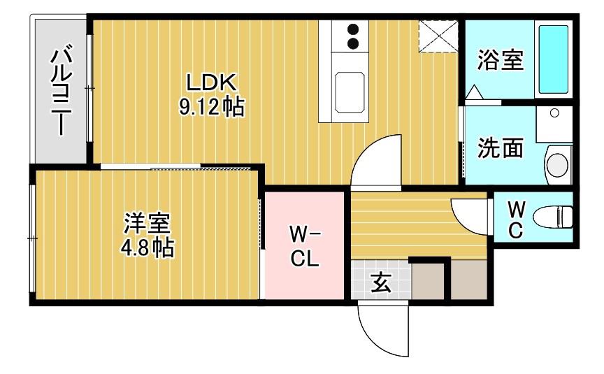 BRAVE BASE 元宮(1LDK/1階)の間取り写真