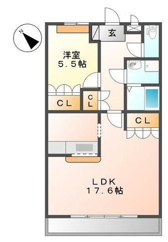 パストラル(1LDK/1階)の間取り写真