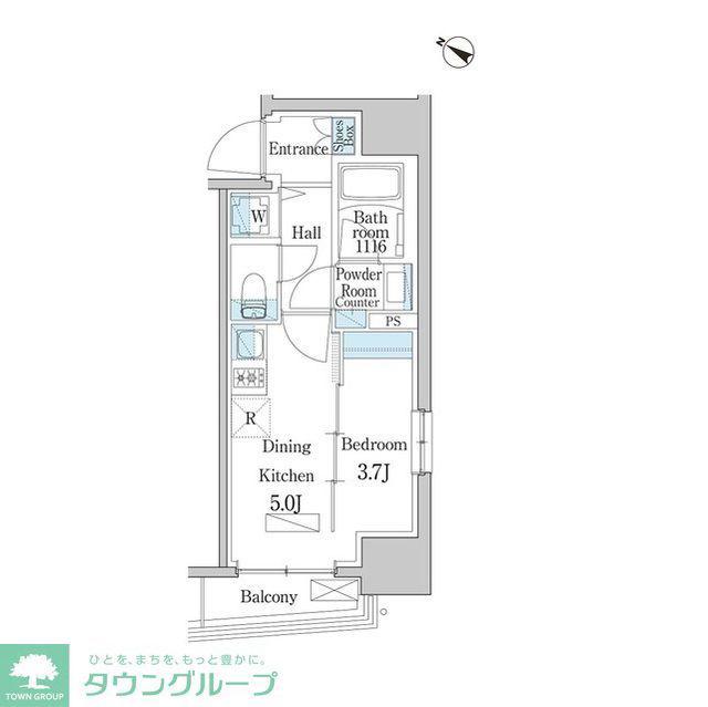 テラスレジデンス日本橋水天宮(1DK/7階)の間取り写真
