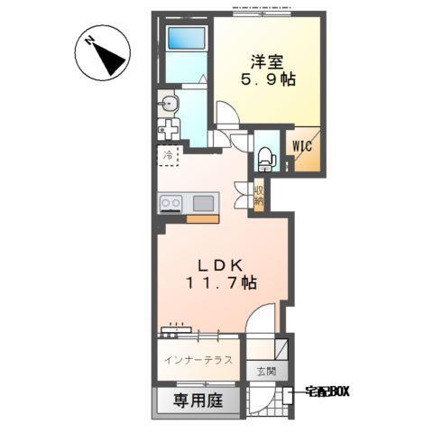 MAISON CHOU CHOU(1LDK/1階)の間取り写真