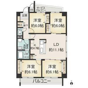 OSM植田 壱番館(4LDK/1階)の間取り写真