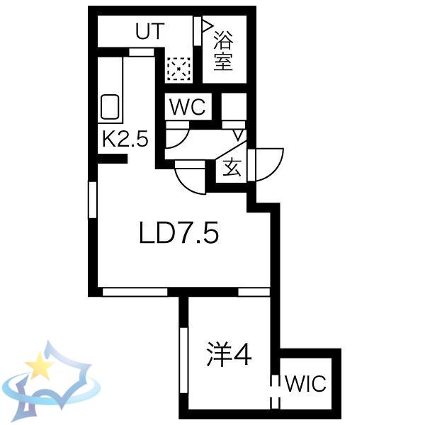 PORTE-BONHEUR NISHISEN6JO(1LDK/5階)の間取り写真