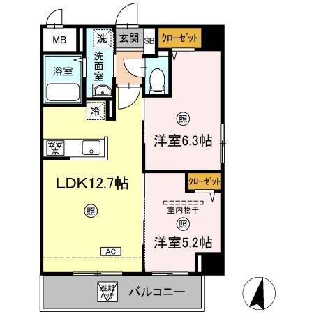 メゾン ド ウミライ松江駅前(2LDK/10階)の間取り写真