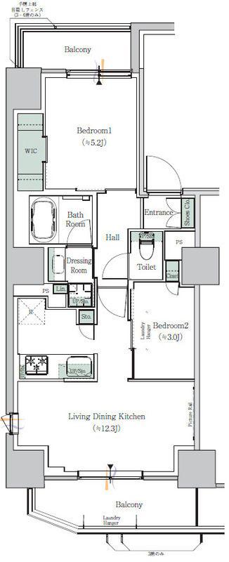 ONE ROOF RESIDENCE NISHI NIPPORI(2LDK/5階)の間取り写真