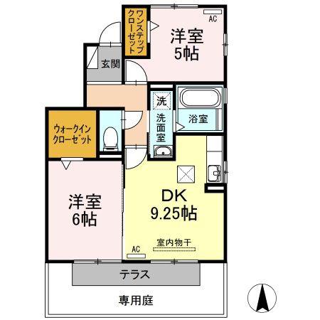 カーサなかやしき(2DK/1階)の間取り写真