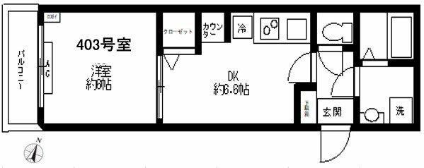フォセット西巣鴨(1DK/4階)の間取り写真