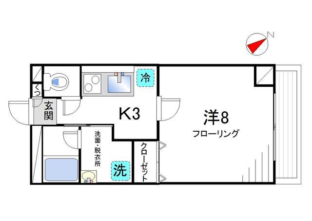 新宿ハイブリッジ(1K/2階)の間取り写真
