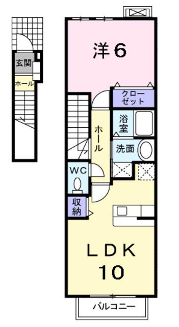 GARDEN泉(1LDK/2階)の間取り写真