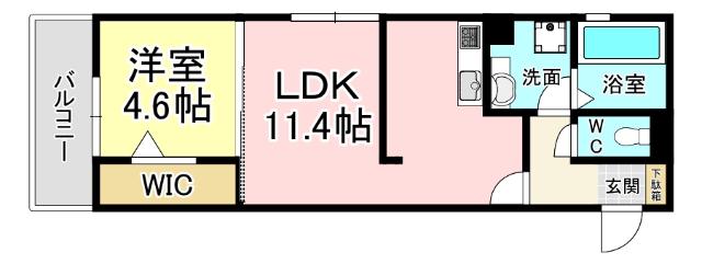RECIENTE サウス(1LDK/1階)の間取り写真