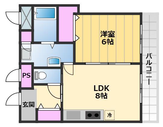 カビ-ネ(1DK/1階)の間取り写真