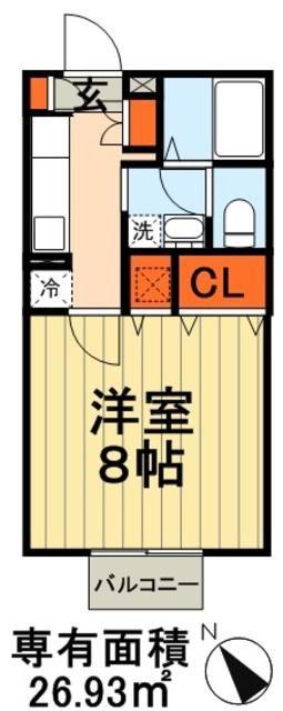 EXAGE(1K/2階)の間取り写真