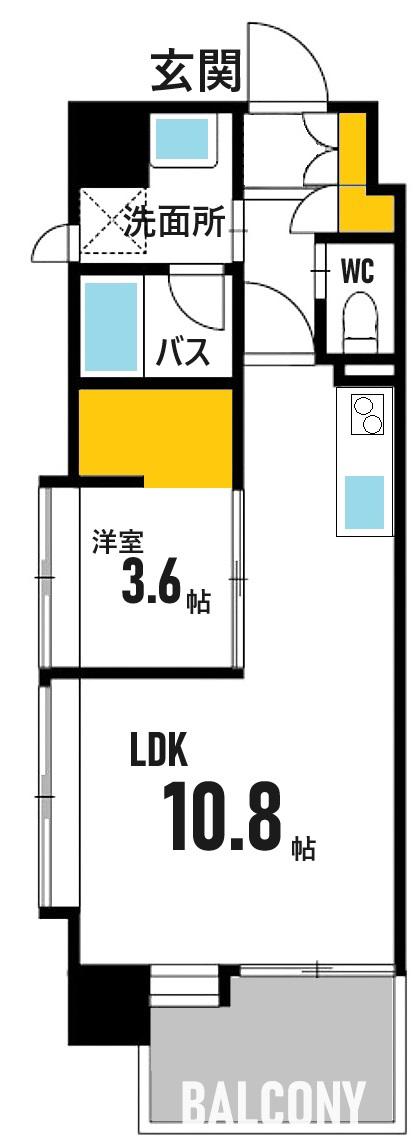 桜橋パーク(1LDK/6階)の間取り写真