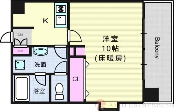 S-FORT江坂公園(1K/4階)の間取り写真