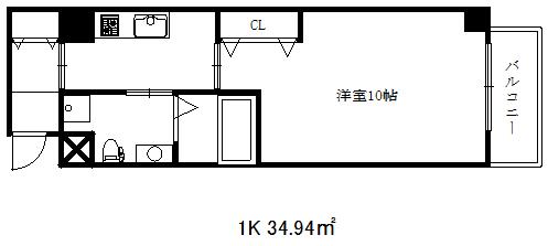 レガロプラス(1K/3階)の間取り写真