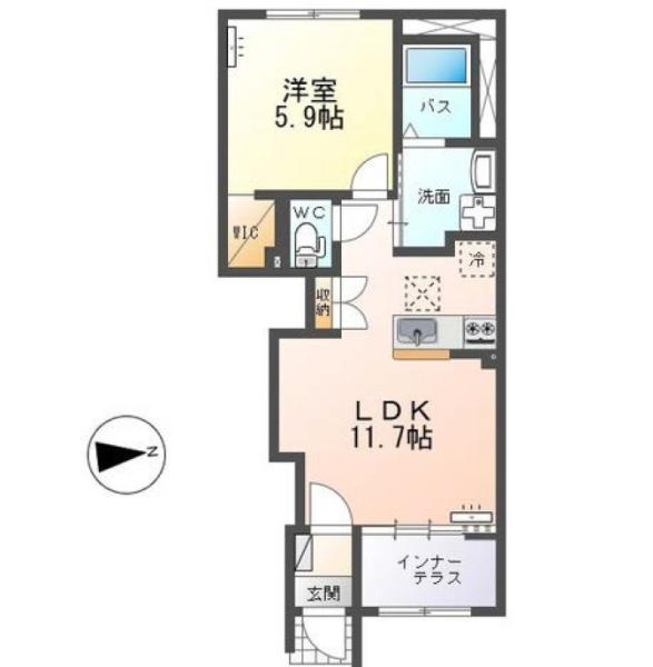 FRONT IS LAND II (1LDK/1階)の間取り写真