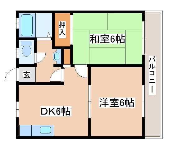 プレミールミタニ(2DK/1階)の間取り写真