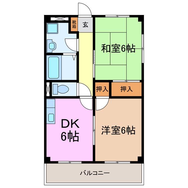 峯ハイツ(2DK/3階)の間取り写真