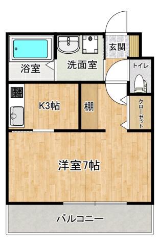ビューポート東山(1K/2階)の間取り写真