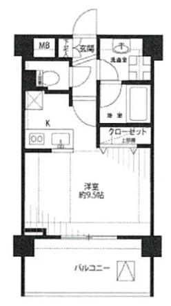 プレールドゥーク新宿御苑II(ワンルーム/4階)の間取り写真