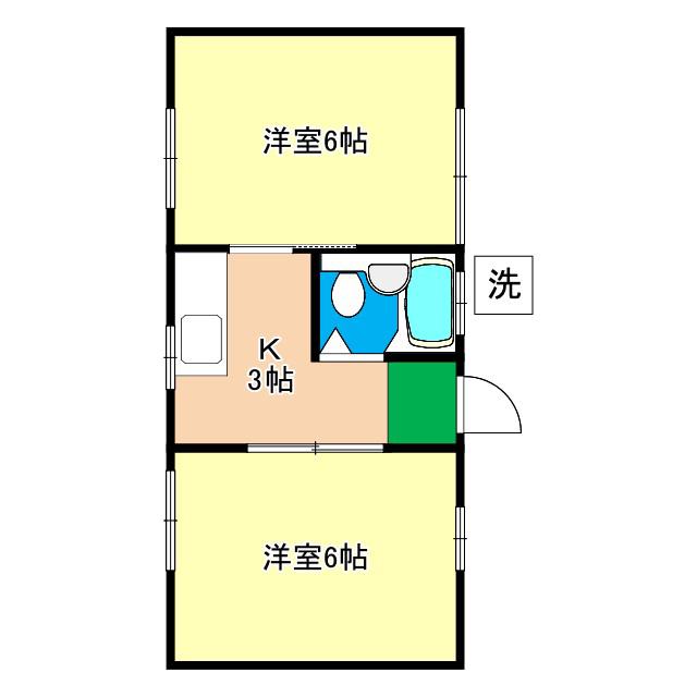 コーポすずき14(2K/2階)の間取り写真