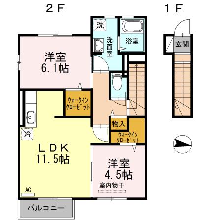 ＪＲ山陰本線 出雲市駅 徒歩27分 2階建 築12年(2LDK/2階)の間取り写真