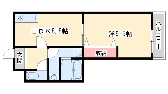 メゾンドレガート(1LDK/2階)の間取り写真
