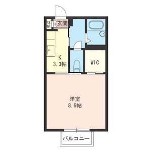 ヴィルフォーレ(1K/2階)の間取り写真