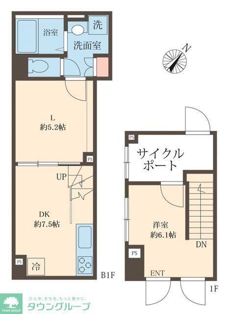 スフィア日本橋富沢町(1LDK/B1階)の間取り写真