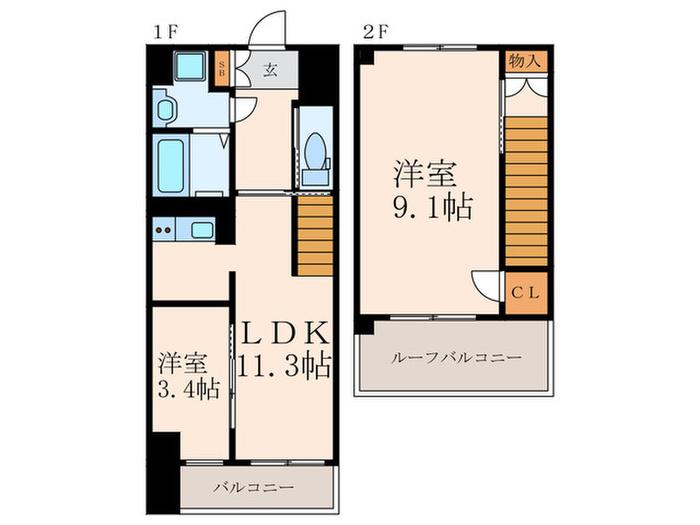 若富士町マンション工事(2LDK/9階)の間取り写真