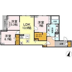 ルヴィータ川名山町(3LDK/1階)の間取り写真