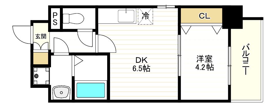 メイクス天王寺南(1DK/5階)の間取り写真