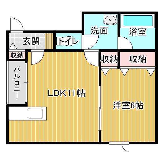 はまなすI(1LDK/1階)の間取り写真