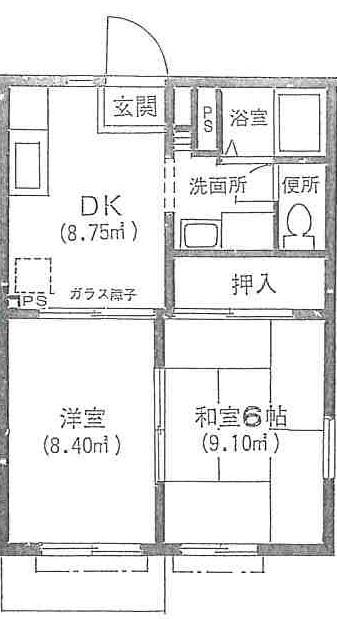 サニーハイツ第2(2DK/1階)の間取り写真