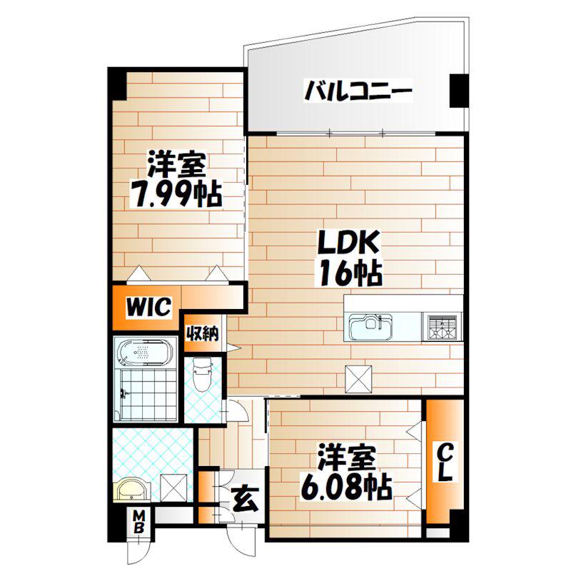 KSK青葉コアプレイス(2LDK/7階)の間取り写真