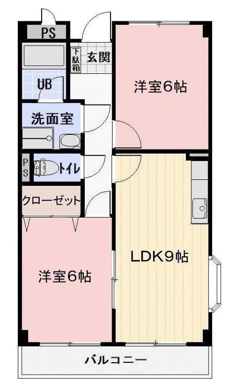 ファミーユ鎌倉(2LDK/2階)の間取り写真