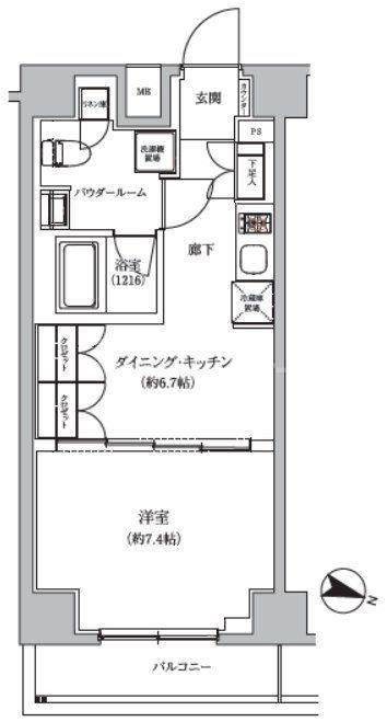 ARCOBALENO HASUNEII(1DK/7階)の間取り写真