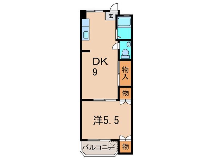 グレイス川西 南館(1DK/5階)の間取り写真