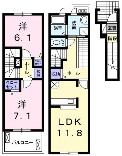 ブランドール(2LDK/2階)の間取り写真