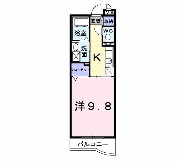 ダイアモンド エフ(1K/2階)の間取り写真
